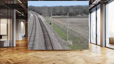 Train Tracks by a Rural Farm Field Wall mural