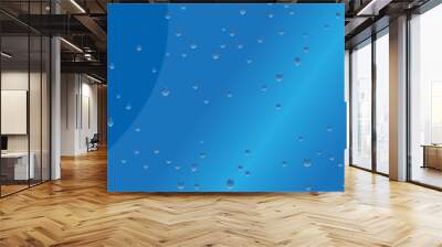 Illustration of blue wet droplet glass pane or data screen Wall mural