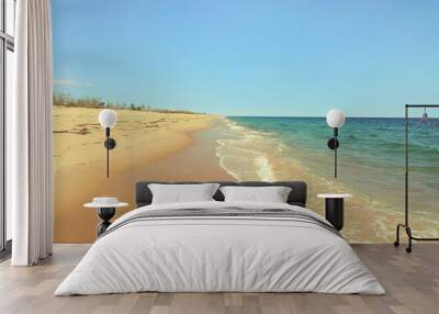 Soft wave of blue ocean on East Beach Rhode Island USA Wall mural