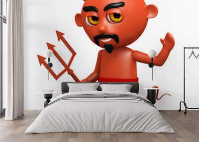 3d Devil waves wickedly at you Wall mural