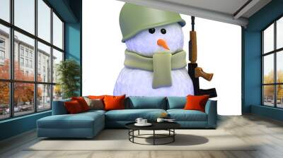 Snowman soldier with rifle Wall mural