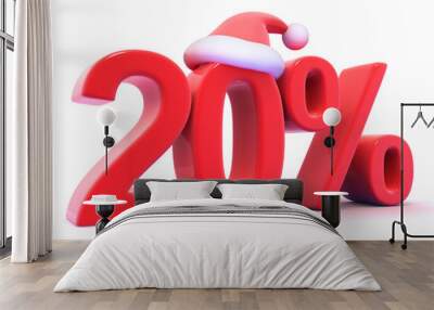 Twenty percent sign with Santa hat Wall mural