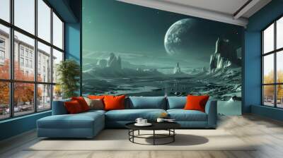 alien landscape on distant planet otherworldly terrain science astronomy fantasy   Wall mural