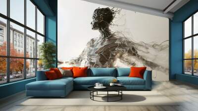 artistic depiction of a person in motion abstract liquid energy Wall mural