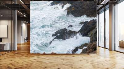 waves crashing on rocks Wall mural