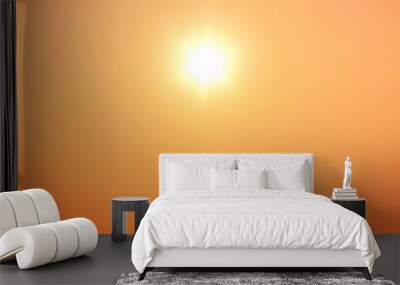 Shiny hot sun and orange sky sandstorm wildfire background Wall mural