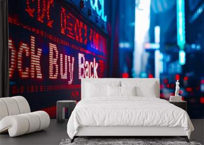 Stock Buyback Market Sign in Vibrant Cityscape Wall mural