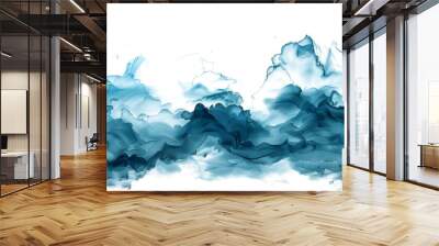 Turquoise and teal abstract watercolor splotch on transparent background. Wall mural