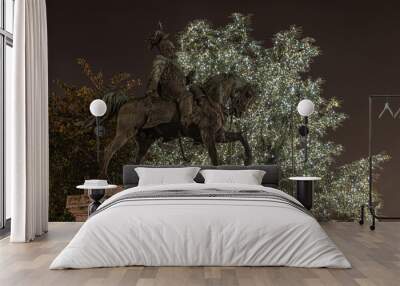 Statue of Vittorio Emanuele II at night Wall mural