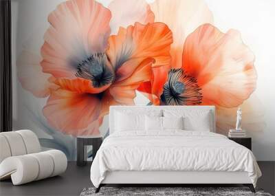 a painting of Beautiful blooming flower and leaves background in digital art Wall mural