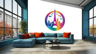 France Paris modern city landscape skyline panorama silhouette shape vector logo icon flat Wall mural