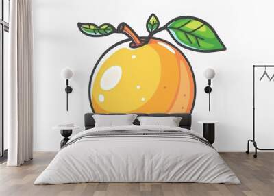 Mango fruit slice fresh tasty healthy white background green leaf Wall mural