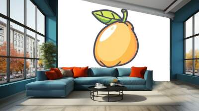 Mango fruit slice fresh tasty healthy white background green leaf Wall mural