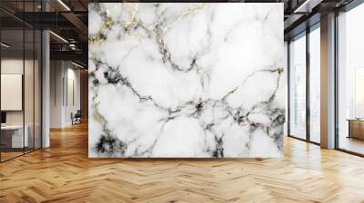 Marble texture, white background, gold edges, marble pattern Wall mural