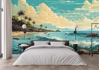 tropical island with trees Wall mural