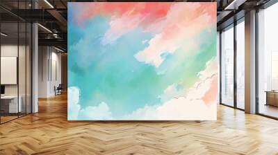 watercolor paint background design with colorful orange pink borders and bright center, watercolor bleed and fringe with vibrant distressed grunge texture Wall mural