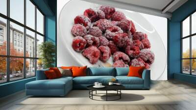 Frozen raspberries on a saucer Wall mural