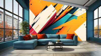 Abstract background with bold, sharp shapes in bright, contrasting colors for a modern, edgy look. Wall mural