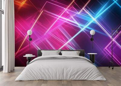 Abstract background with glowing, intersecting lines in neon colors for a futuristic, techy vibe. Wall mural