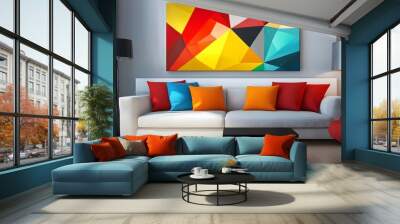 Eye-catching geometric artwork with bold shapes and vibrant colors for modern living room decor Wall mural