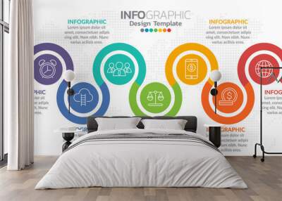 7 Parts infographic design vector and marketing icons  for steps or processes. Wall mural