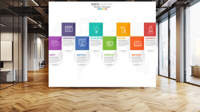 Infographic template design with 8 color options. Wall mural