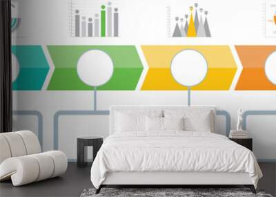 Process infographic template with 6 options. Wall mural