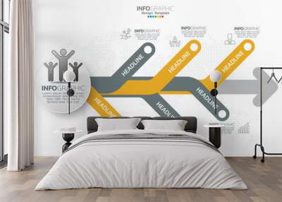 Timeline infographic vector with 6 steps can be used for workflow layout diagram annual report web design. Wall mural