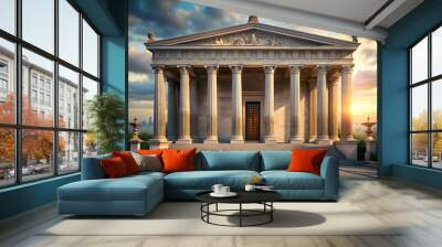 Ancient greek architecture with pillars and a classical interior Wall mural