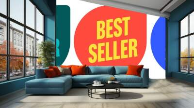 Best seller speech bubble set for sale announcement. Retail sticker, trade badge with product bestseller advertisement vector illustration isolated on white background Wall mural