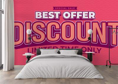 Discount best offer special sale pink banner template Wall mural