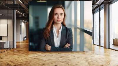 portrait of a confident young businesswoman standing in an office Wall mural