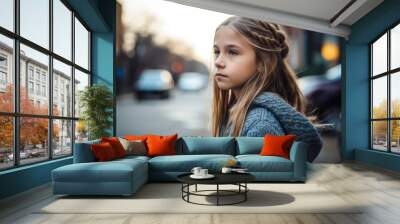 shot of a young girl standing outside Wall mural