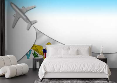 3d illustration plane with Virgin Islands - US flag background for business and travel design Wall mural