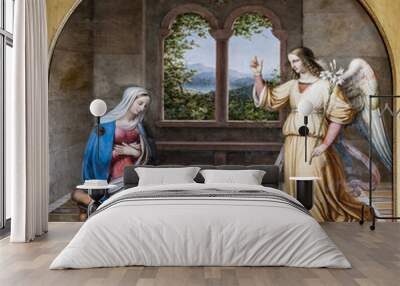 ancient painting of the annunciation Wall mural