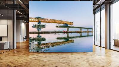 Construction site of Crown Princess Mary bridge in a panoramic view Wall mural