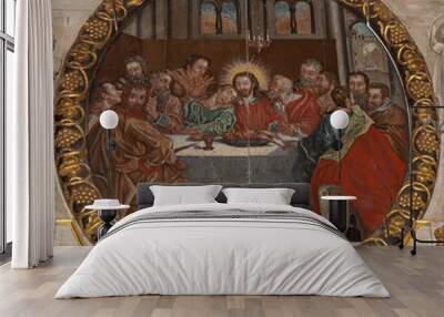 Religious paintig of Jesus and the diciples at the last supper Wall mural