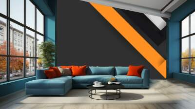 Bright black banner with a trend orange stripes Wall mural