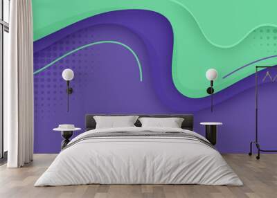 New bright colors green and purple abstract modern background futuristic graphic energy sound waves technology concept hand drawn doodle waves dynamic green shapes in summer colors. Wall mural