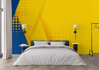 Yellow and blue background with stripes. Vector abstract background texture design, bright poster. Abstract background modern hipster futuristic graphic.  Multi-layer effect with texture. Wall mural