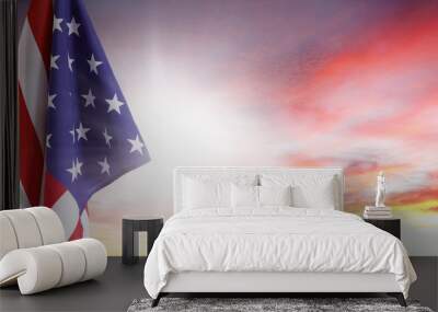 American flag and bright sky Wall mural