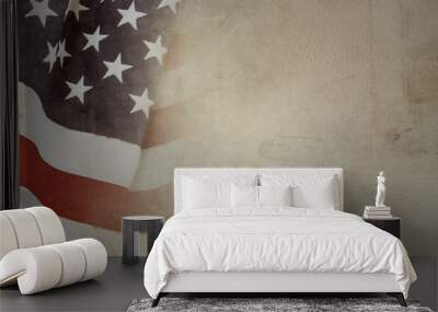 American flag and brown background Wall mural