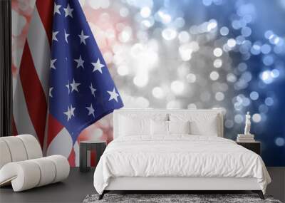 American flag and red white and blue blur background. Independence day Wall mural