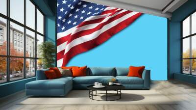 American flag on blue Wall mural