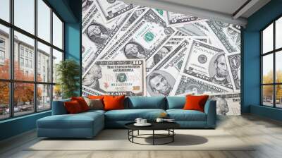 Assorted American banknotes paper currency cash background Wall mural