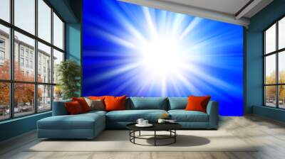 Bright abstract blue and white streaked background Wall mural