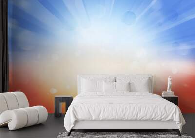 Bright rays orange and blue background Wall mural