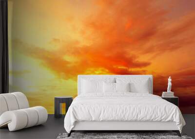 Bright warm sunlit sunrise or sunset sky Wall mural