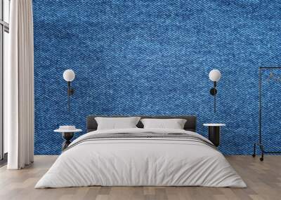 close-up of blue denim jeans fabric texture background Wall mural