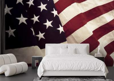 Close-up of rippled American flag Wall mural